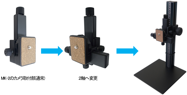 MK-2のカメラ取付部(通常)を2軸に変更